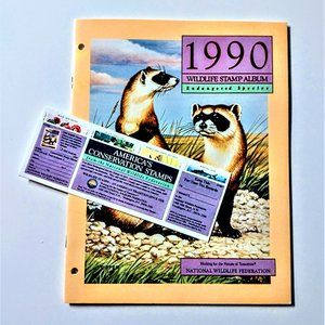 1990 WILDLIFE STAMP ALBUM ~ Endangered Species ~ Natl. Wildlife Fed. ~ w/STAMPS